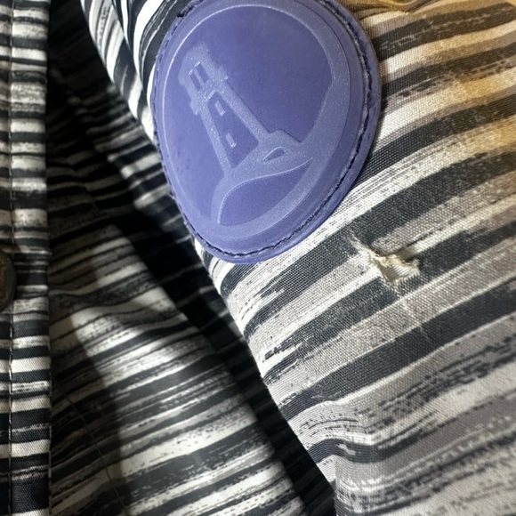 Lands' End Kids Striped Puffer Jacket - Black and Gray - Picture 8 of 10